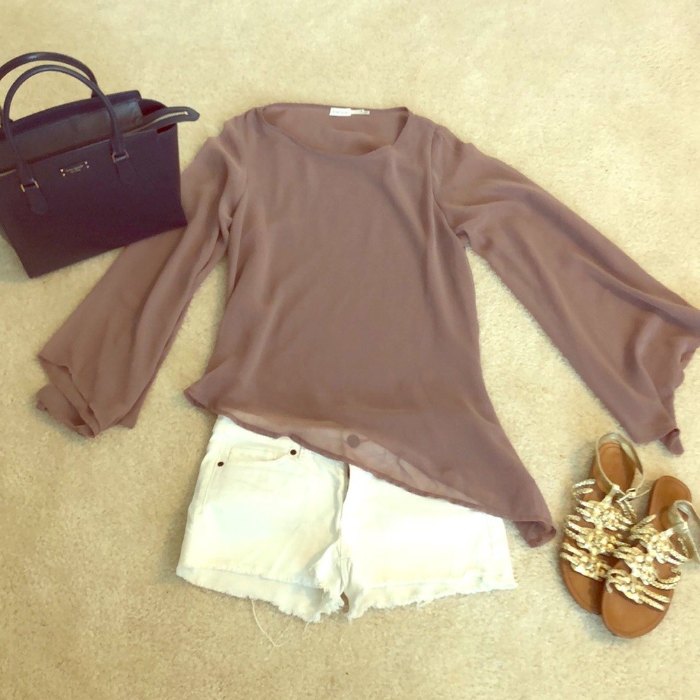 Blue Bird Asymmetrical Flowy Blouse